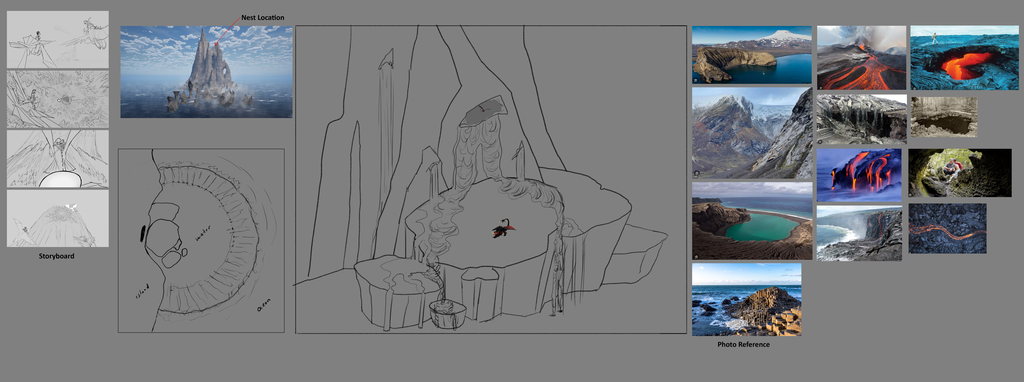 Mood Board and Early Location Sketch — How To Train Your Dragon: Flight Academy