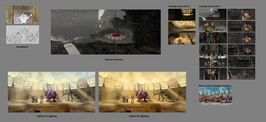 Mood Board Arena and Early Lighting Key — How To Train Your Dragon: Flight Academy