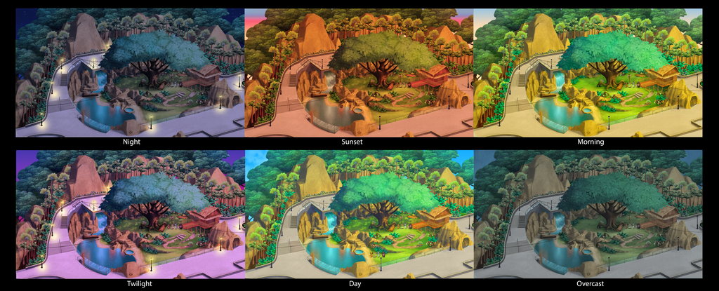 Lighting Keys for all times of day to be used for the entire series. — Madagascar A Little Wild