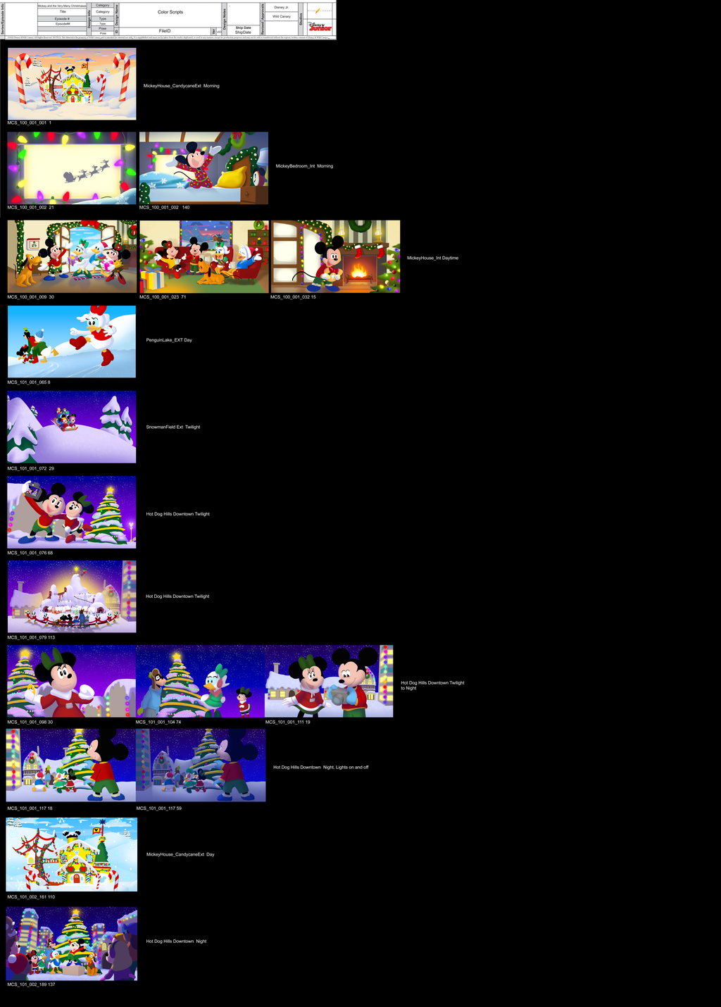 Lighting Keys based on Storyboards — Mickey and The Very Many Christmases